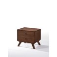 thumbnail image 1 of Benzara Two Drawer Nightstand with Rod Shaped Pull and Tapered Feet, Walnut Brown, 1 of 5