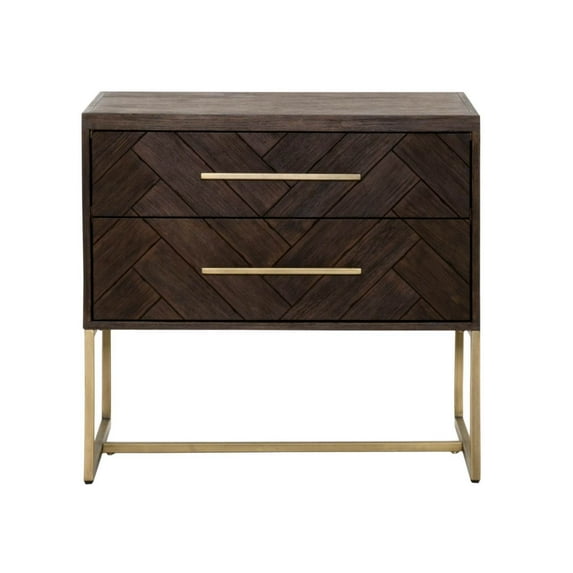 Benzara Two Drawers Nightstand, Rustic Java Brown