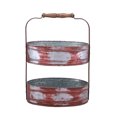 thumbnail image 1 of Benzara Two Tiered Galvanized Iron Tray, Red And Gray, 1 of 7