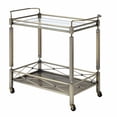 thumbnail image 1 of Two Tiered Metal Serving Cart with Glass Shelves and Side Rails, Antique Gold, 1 of 2