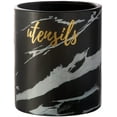 thumbnail image 1 of Benzara Utensil Jar with Ceramic Frame and Cursive Writing, Black, 1 of 5