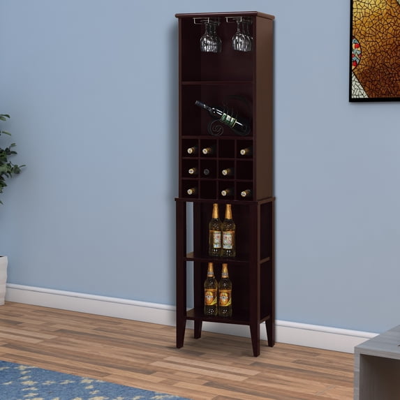 Benzara Well Designed Elegant Wine Bar With Wine Racks, Brown