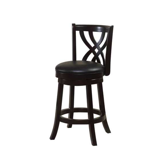 Benzara Wendel Transitional 24" Swivel Bar Stool, Espresso Finish