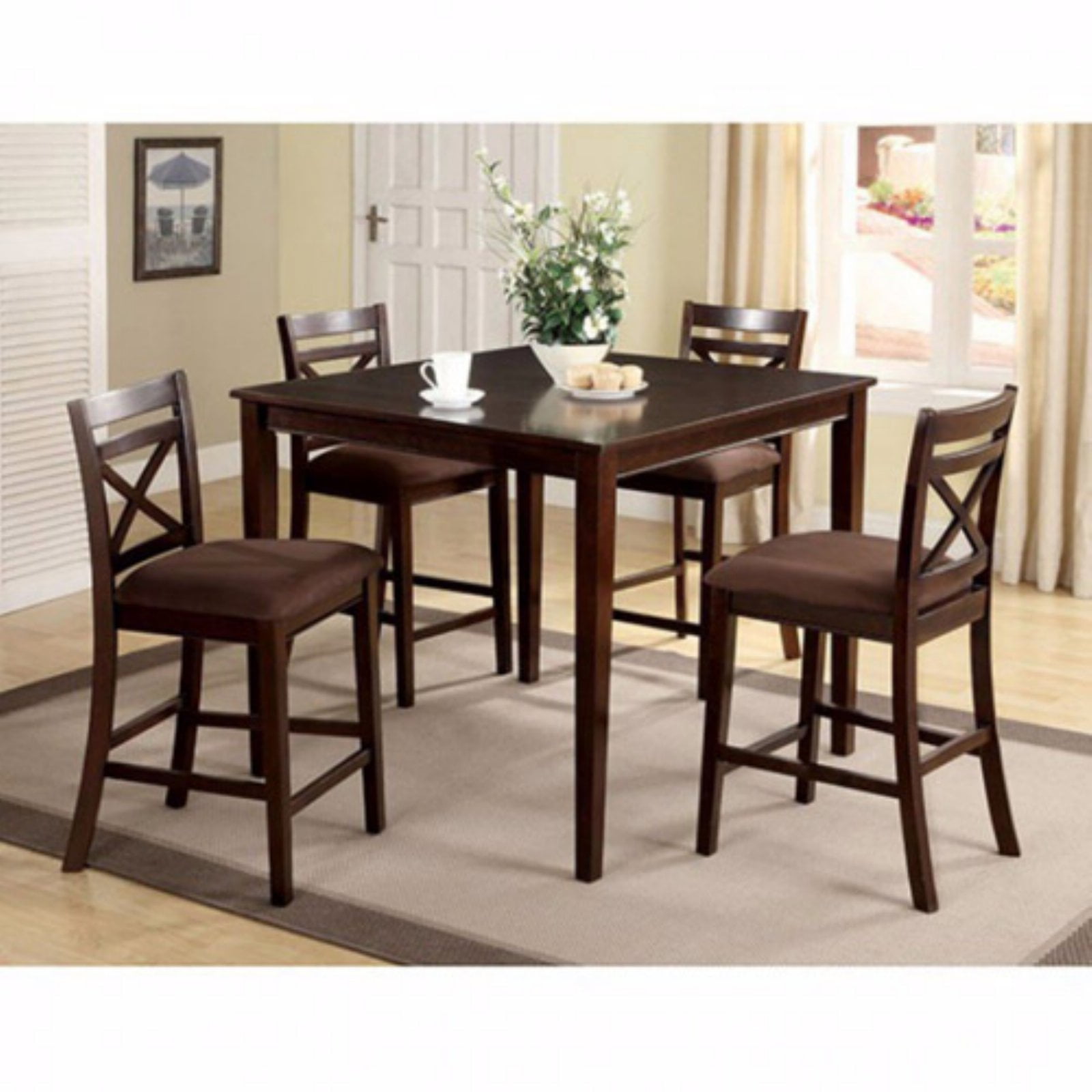 Benzara Weston I Dapper 5 Piece Counter Height Dining Table Set