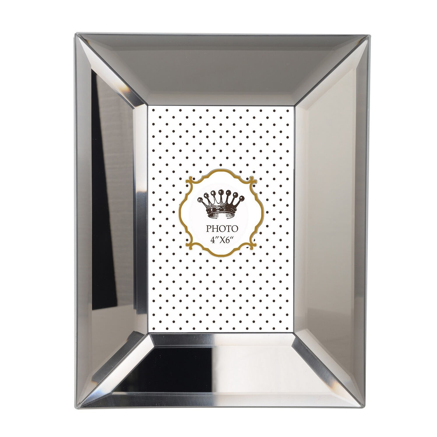 Sleek Silver Wood & Mirrored Nightstand with Crystal Knobs