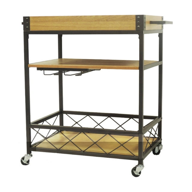 Benzara Wood and Metal Bar Cart