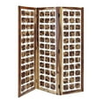 thumbnail image 1 of Benzara  Wooden 3 Panel Room Divider with Interconnected Square Blocks, Brown, 1 of 5