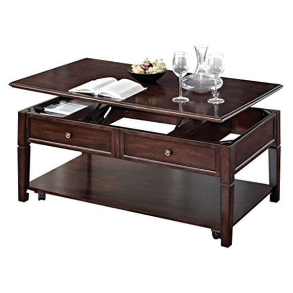 Benzara Wooden Coffee Table with Lift Top, Walnut Brown