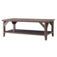 thumbnail image 1 of Benzara Wooden Coffee Table with Open Bottom Shelf and Braces Support, Brown, 1 of 5