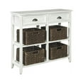 thumbnail image 1 of Benzara Wooden Console Sofa Table with Four Woven Storage Baskets, White and Brown, 1 of 6