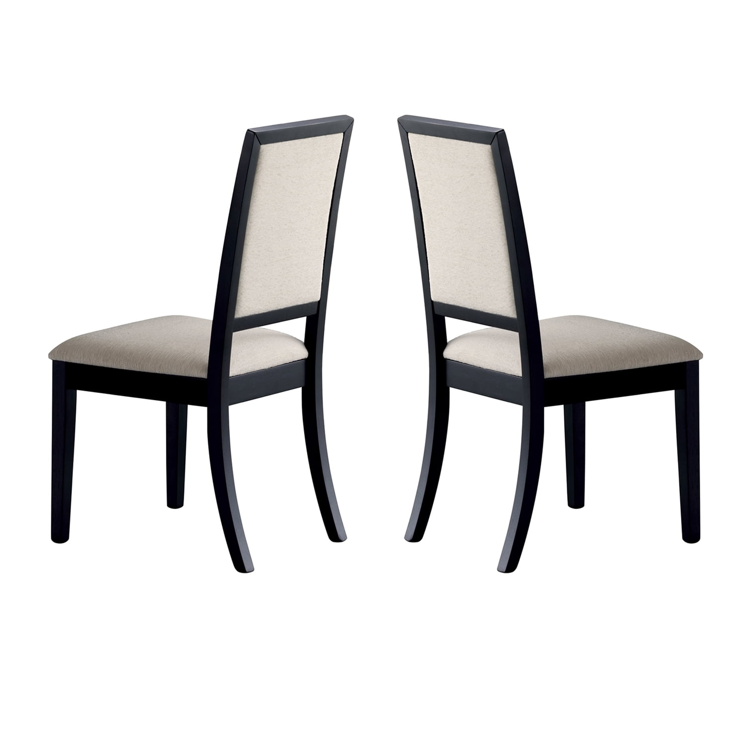 High Back Black Wood and Cream Upholstered Side Chair