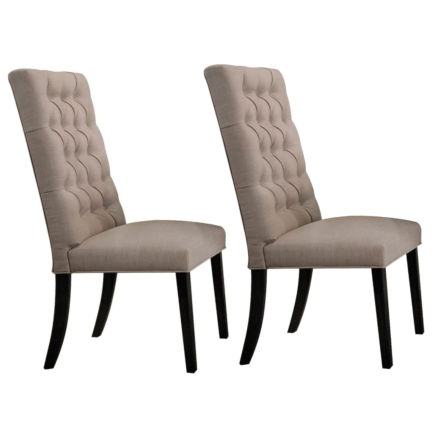 High Parsons Upholstered Linen Side Chair in Black Wood