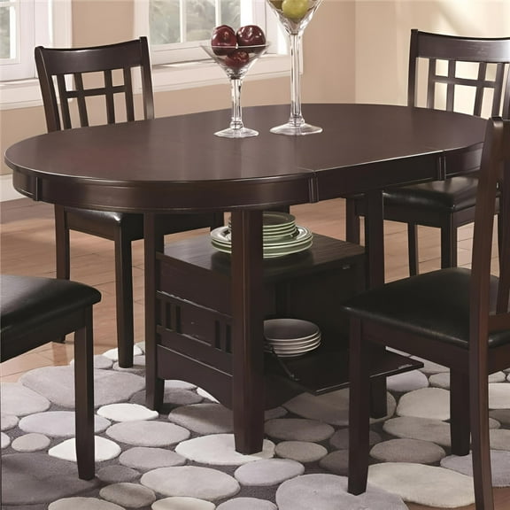 Benjara 42" Wood Dining Table with Storage Compartment in Espresso Brown