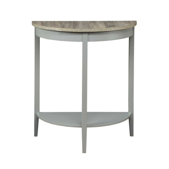 Benzara Wooden Half Moon Shaped Console Table with One Open Bottom Shelf, Gray-Color:Brown and Gray