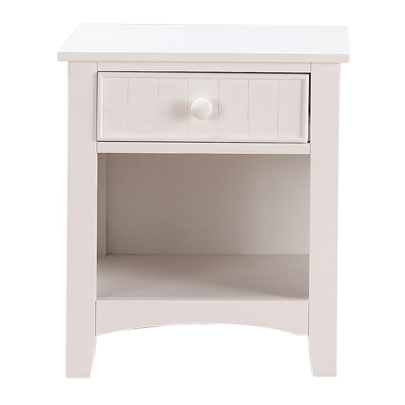 Benzara Wooden Night Stand With Bottom Open Shelf, White
