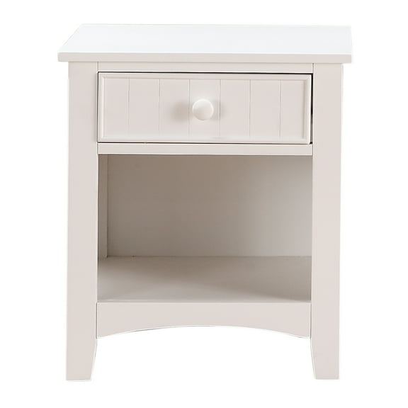 Benzara Wooden Night Stand With Bottom Open Shelf, White