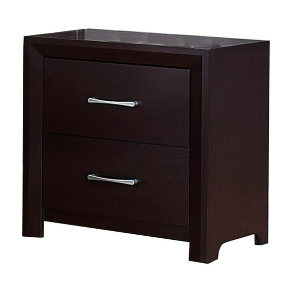 Benzara Wooden Night Stand with 2 Drawers Espresso Brown
