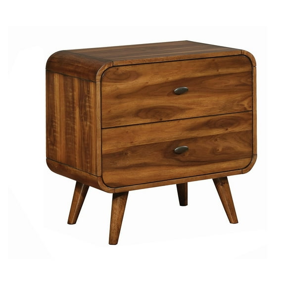 Benzara Wooden Nightstand with 2 Drawers, Dark Walnut Brown