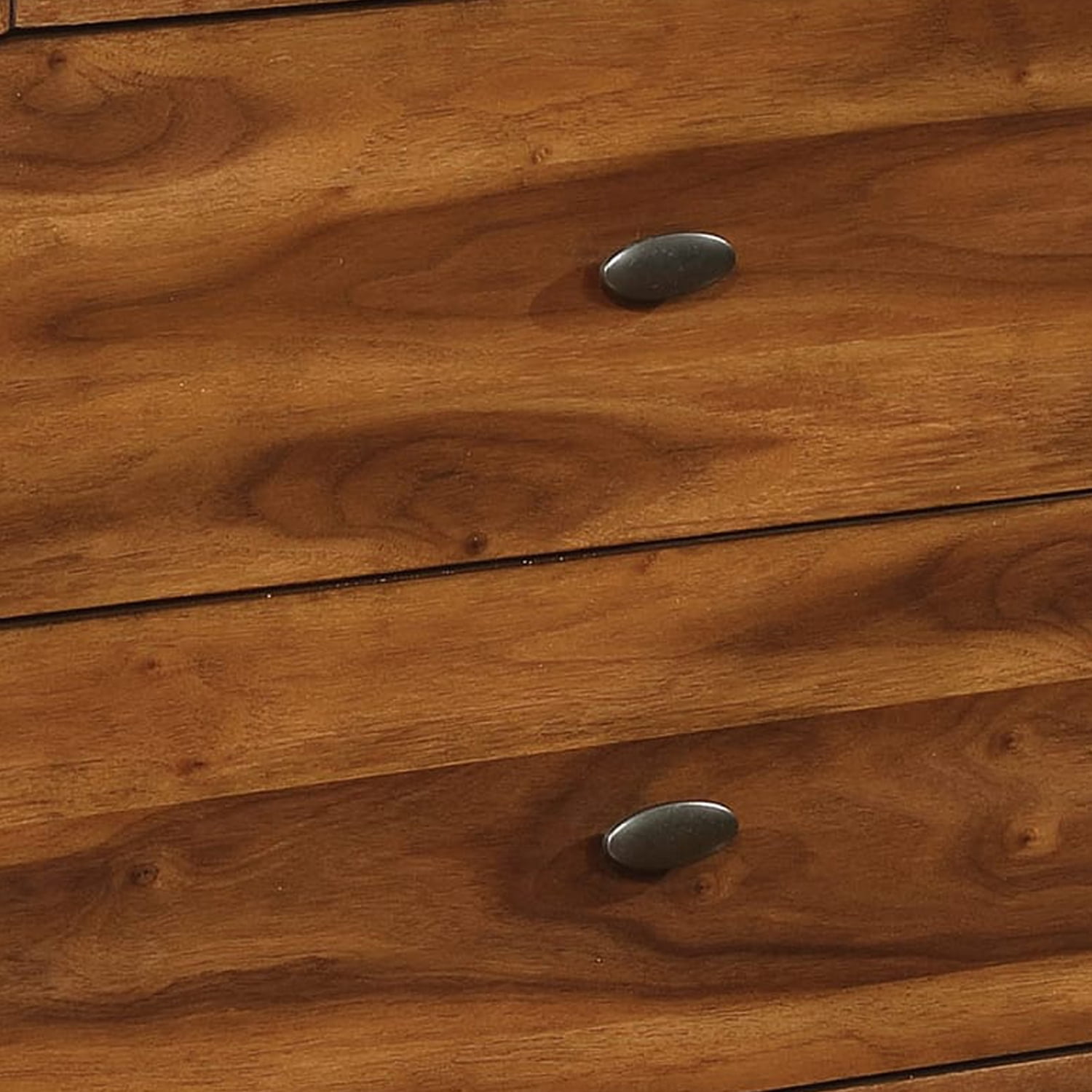 Dark Walnut Brown Mid-Century Modern 2-Drawer Nightstand