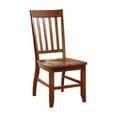 thumbnail image 1 of Wooden Side Chair with Slatted Back, Set of 2, Walnut Brown, 1 of 5