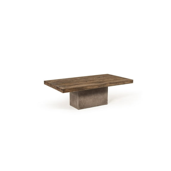 Benzara Wooden Top Coffee Table with Concrete Base, Brown and Gray