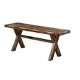 thumbnail image 1 of Benjara Wooden Trestle Style Base Bench, Brown, 1 of 2