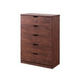 thumbnail image 1 of Benzara Wooden Utility Storage Chest with Five Drawers on Metal Glides, Dark Brown, 1 of 6