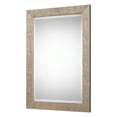 thumbnail image 1 of Benzara Wooden Wall Mirror with Streamline Details, Champagne Gold and Silver, 1 of 3