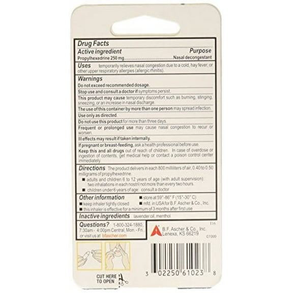 Benzedrex Inhaler Propylhexedrine Nasal Decongestant, 12 Count