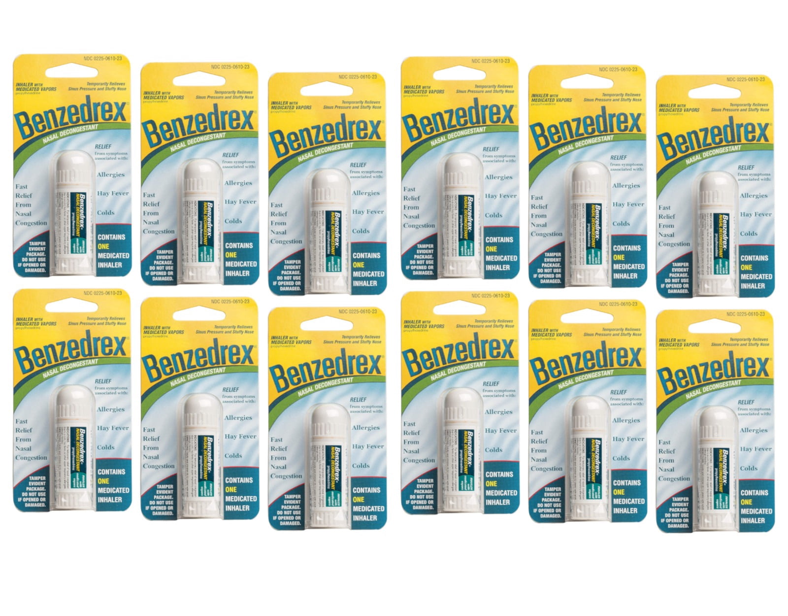 12 Pack - Benzedrex Nasal Decongestant Inhaler with Medicated Vapors, Fast Relief from Nasal Congestion, Temporarily Relieves Sinus Pressure and Stuffy Nose, 1 Count (Pack of 12)