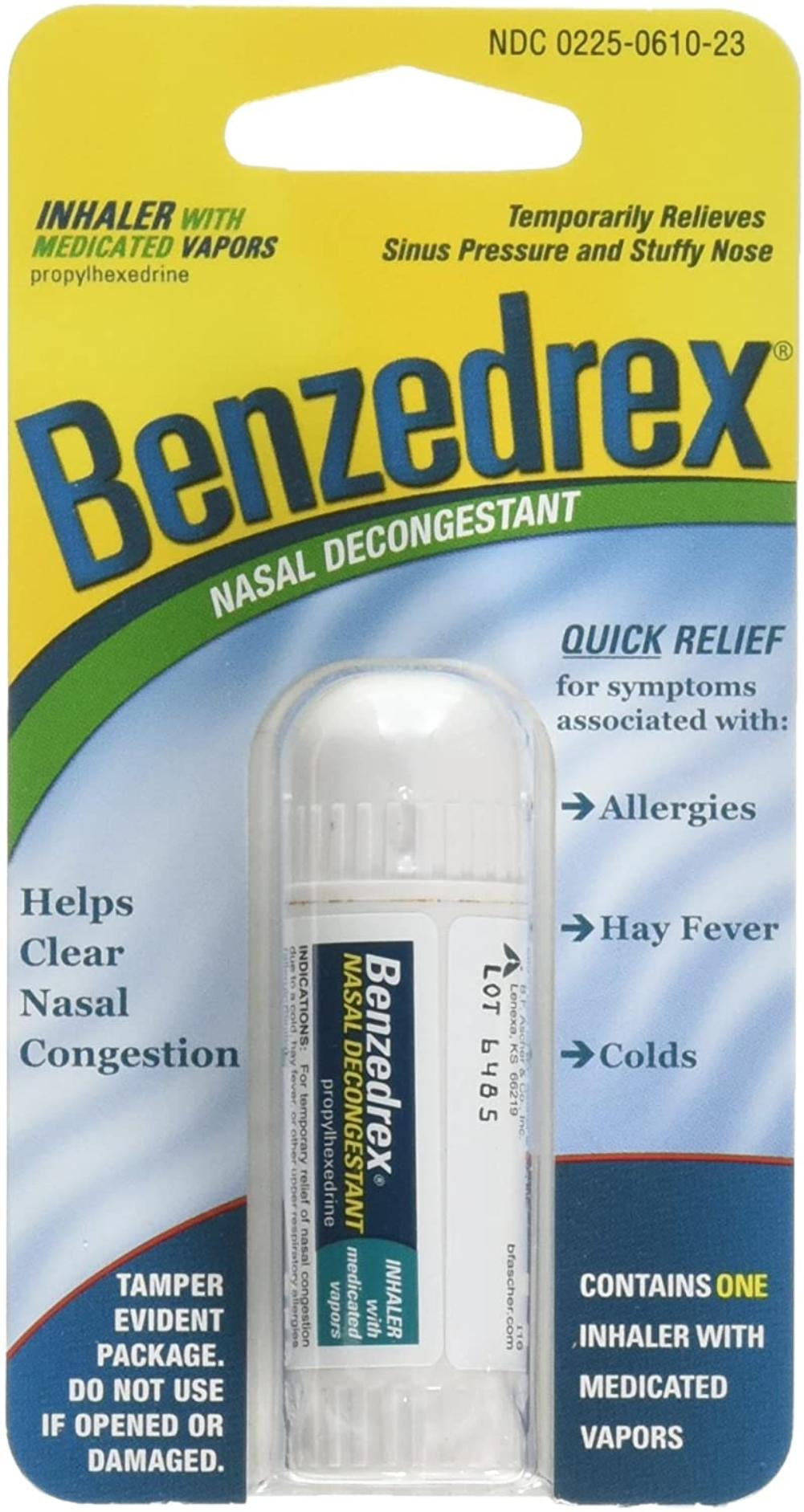 Benzedrex Inhaler Propylhexedrine Nasal Decongestant - 1eaPack of 6, Temporarily relieves sinus pressure and stuffy nose. By Brand Benzedrex