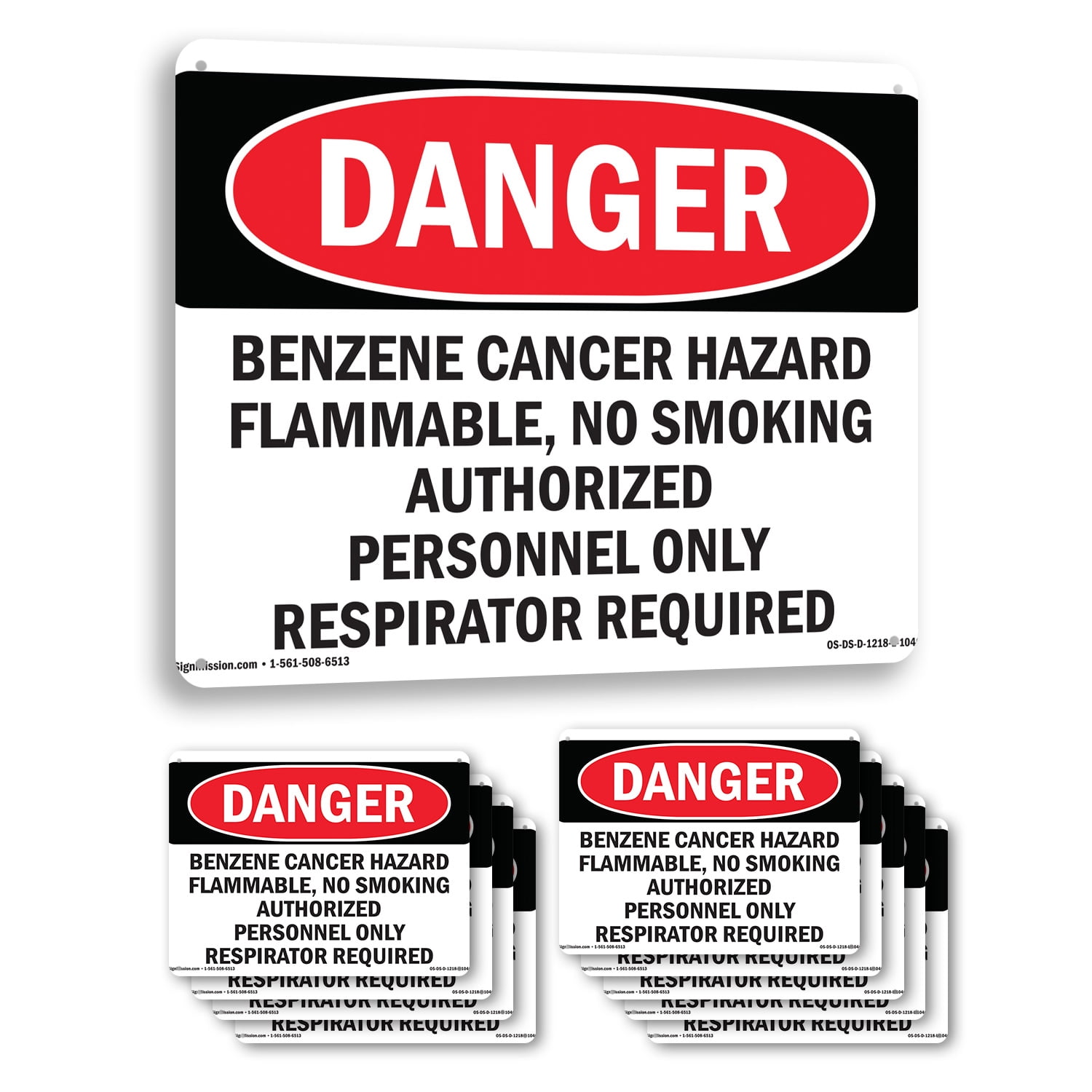 Benzene OSHA Danger Aluminum Sign 18 Inch x 12 Inch - 10 Pack - Walmart.com