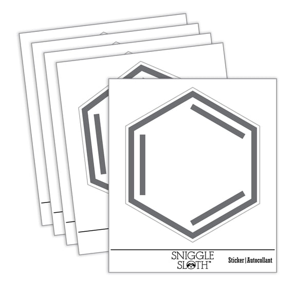 Benzene Ring for Organic Chemistry Science Car Window Bumper Water Bottle Phone Tablet Laptop Waterproof Vinyl Decal Sticker Set 5-Pack - Gloss Finish - 2.0"