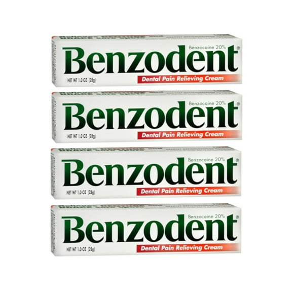 Benzodent Dental Pain Relieving Cream 1oz - 4 Pack