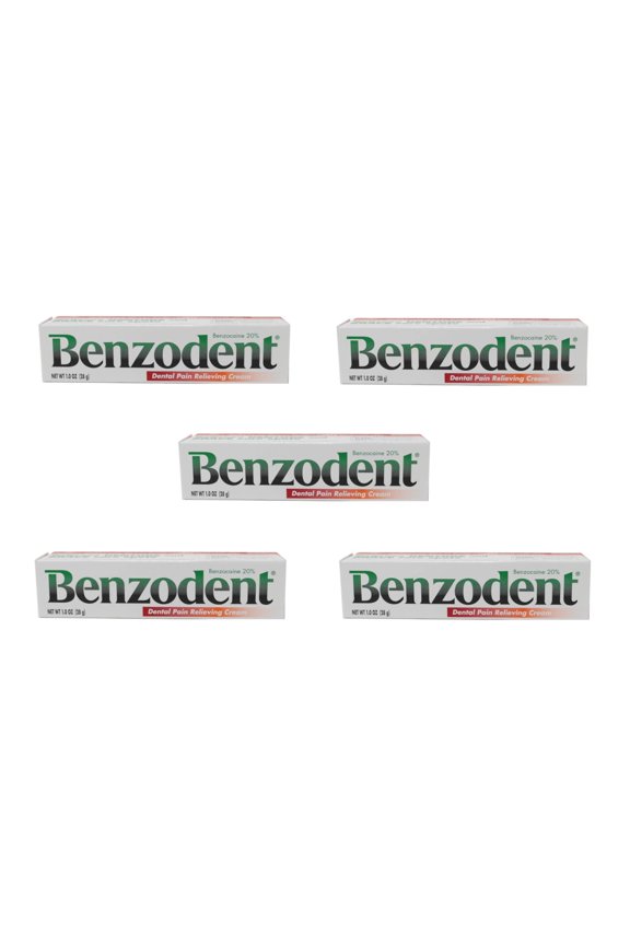 Dental Pain Relieving Cream, Denture Tooth and Gum Pain, 1 oz (Pack of 5)