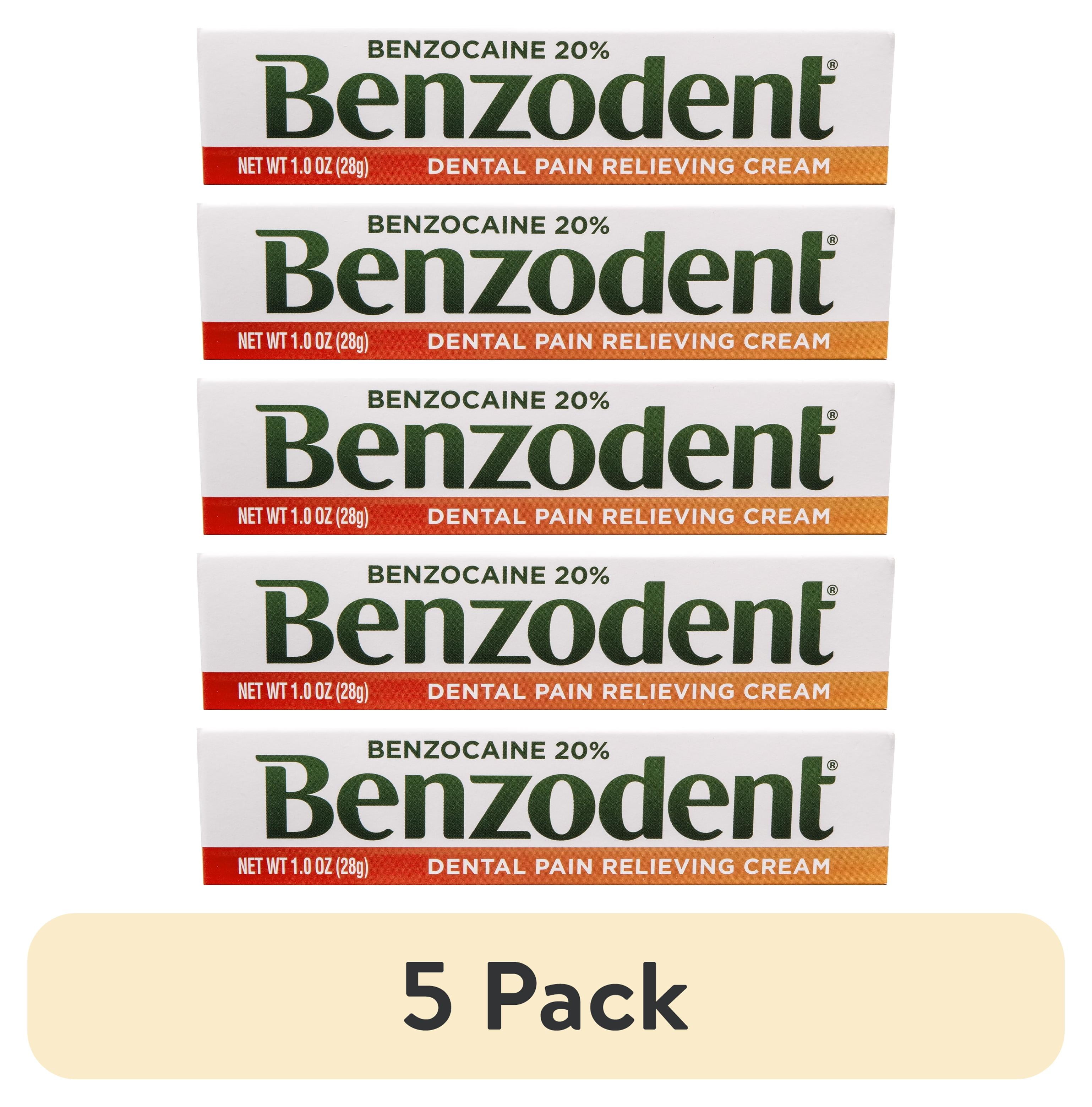 (5 pack) Benzodent Dental Pain Relieving Cream, Denture Tooth and Gum