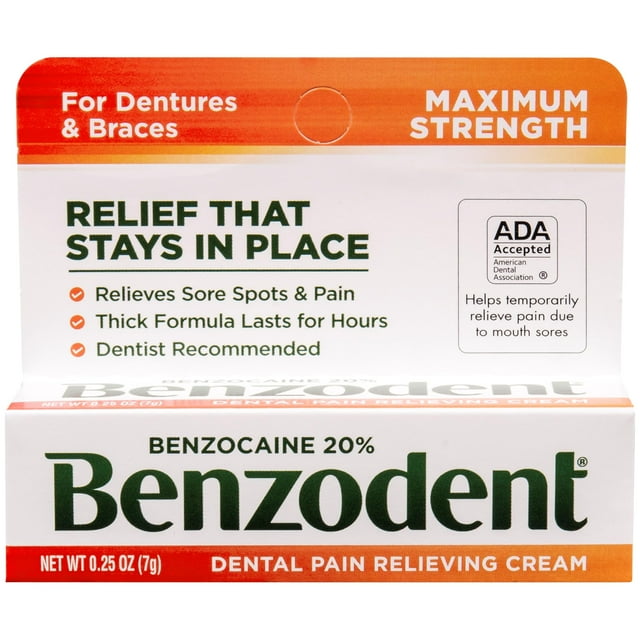 Benzodent Dental Pain Relieving DHF10 Cream for Dentures and Braces