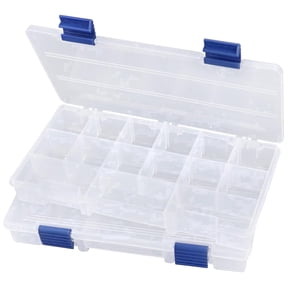 Beoccudo 2-Pack 3500 Tackle Box Organizer, Clear Plastic Storage Tray with 12 Adjustable Compartments for Fishing & Snackle Box, 9.1" x 4.6"