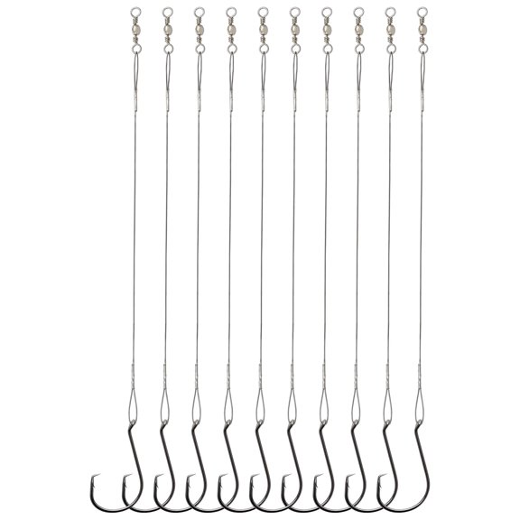 Beoccudo 25pcs Pre-Rigged Circle Hook Rigs with Steel Leader Wire, Heavy Duty Saltwater Fishing Rigs for Catfish, Bass and Shark, 25-Pack Value Set