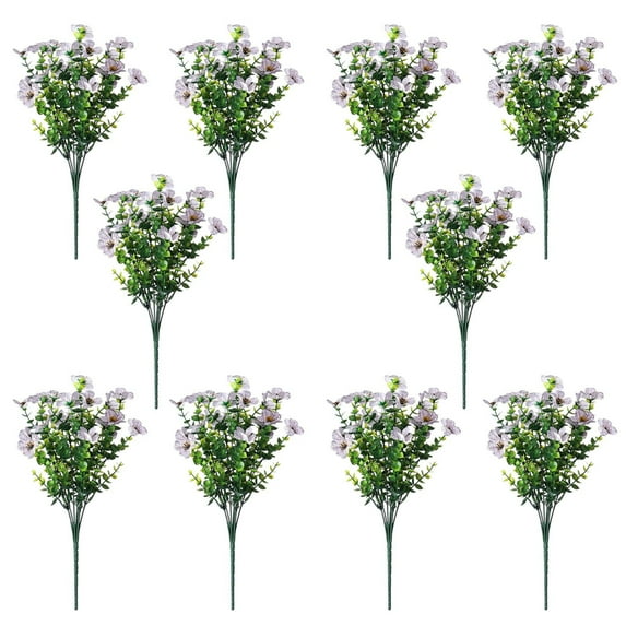 Beollynier 10 Pack Colorful Artificial Flower Home Decor Faux Plastic Flowers for Window Box Planters Low Maintenance Living Room Lifelike Plants