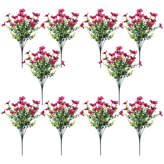 Beollynier 10 Pack Colorful Artificial Flower Home Decor Faux Plastic Flowers for Window Box Planters Low Maintenance Living Room Lifelike Plants