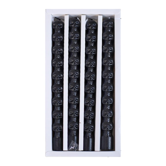 Beollynier 4 Pack 10 Inch Skeleton Taper Candles Gothic Skull Dripless Wax Candles for Halloween Creepy Decor Spooky Centerpieces Party Long Candle