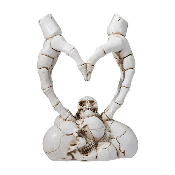 Beollynier 5.1 Inch Skeleton Hand Heart Shape Ornament White Creepy Romantic Decor for Halloween Table Party Decoration Eerie Style Centerpiece
