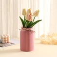 thumbnail image 1 of Beollynier 6 Inch Ribbed Farmhouse Vase Vintage Textured Shatterproof for Fresh Dried Flowers Rustic Dining Table Decor Centerpiece Home Accent, 1 of 7