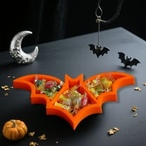 Beollynier Halloween Bat Shaped Candy Tray 13.3 Inch Plastic Serving Dish for Table Decorations and Party Decor Snacks and Treats Holder