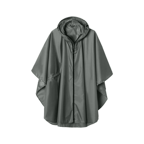 Beollynier Women's Solid Color Hooded Poncho Raincoat with pocket Waterproof Lightweight Zipper Hooded Raincoat Quarter Sleeve for Outdoor Wear
