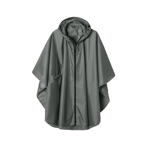 Beollynier Women's Solid Color Hooded Poncho Raincoat with pocket Waterproof Lightweight Zipper Hooded Raincoat Quarter Sleeve for Outdoor Wear