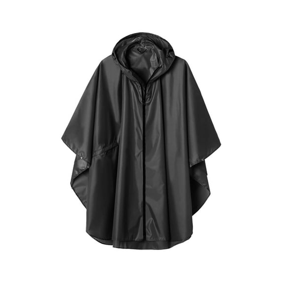 Beollynier Women's Solid Color Hooded Poncho Raincoat with pocket Waterproof Lightweight Zipper Hooded Raincoat Quarter Sleeve for Outdoor Wear