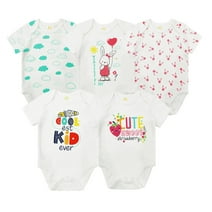 Beonon Baby Short Sleeve Bodysuit - kids Bodysuits 100% Organic Cotton toddler Onesies 5-Pack, 3 Months-6 Months