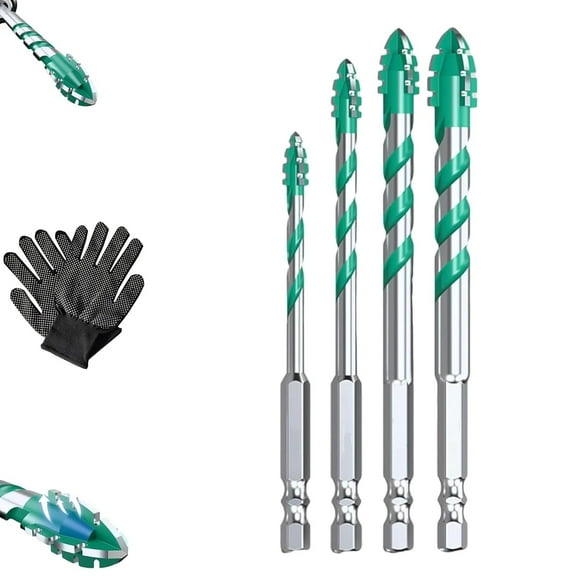 Beooshop Four Blade Serrated Eccentric Drill Bits, 4-Flute Serrated Edge Drill Bit Set, Vrsgs Bits for Concrete/Tile/Metal/Glass/Plastic, for DIY, Engineers, Architects (Model A)